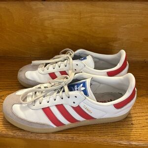 Adidas Sambas OG - White and Red - Women’s 8
